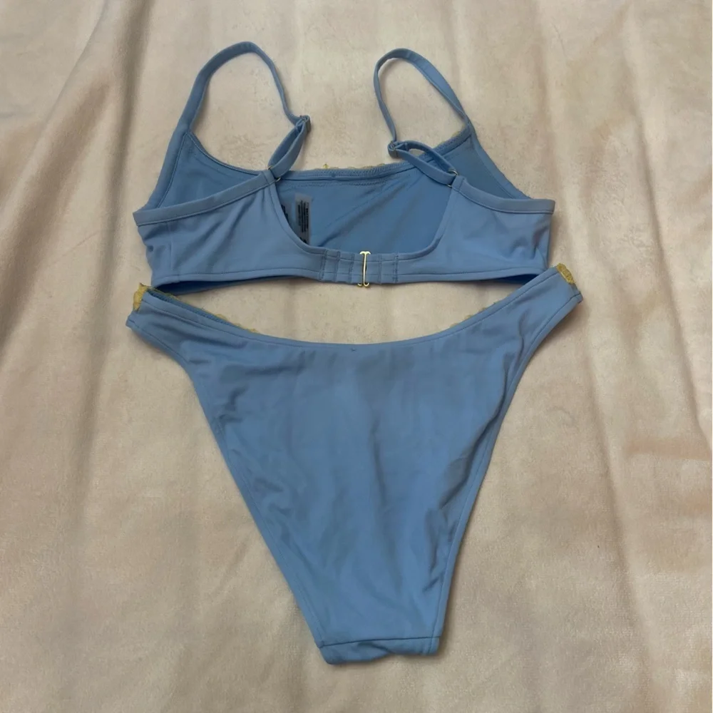 New! Frankie’s Bikinis x PINK Eve golden hour Blue Yellow Bikini 3982